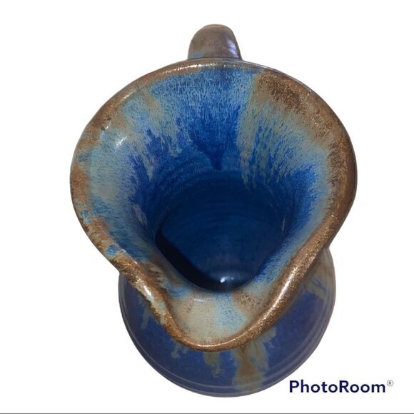Signed Pigeon River Pottery Tall Pitcher- COBALT BLUE Glazed with Drip - Picture 5 of 13